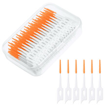 URAQT 220pcs Dual-Use Interdental Brushes, Silicone Dental Floss Sticks with Storage Case, Efficient Clean Between Teeth Tooth Floss Picks, Portable
