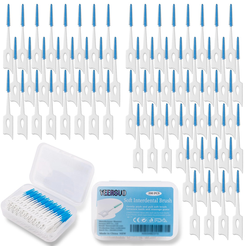 Yeersuo 200 Pcs Silicone Interdental Brushes Dental Toothpicks Brushes Between Teeth Silicone