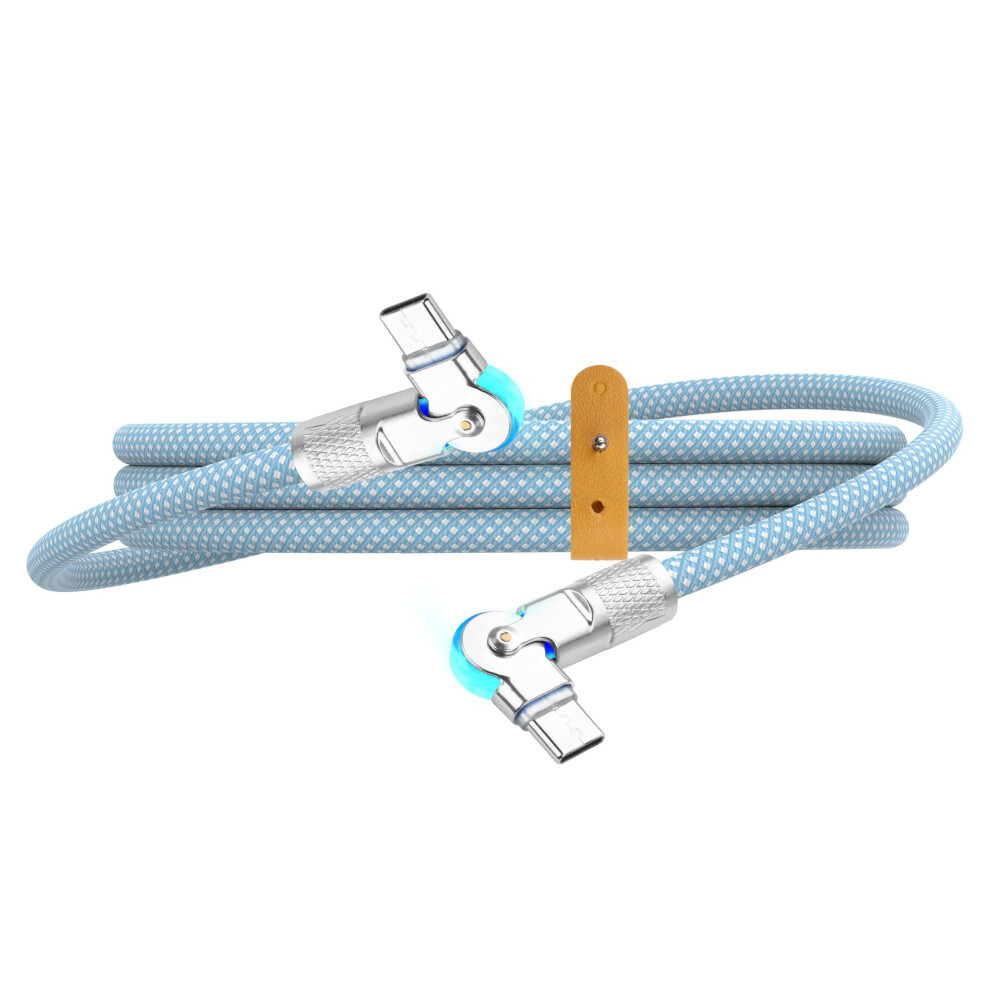 Yacsejao 180 Rotating Usb C To Usb C Cable 60W Usb Type-C Cable Braided Type C Charging Cord Fast Charge (, 3.2Ft) Blue 9080267728214