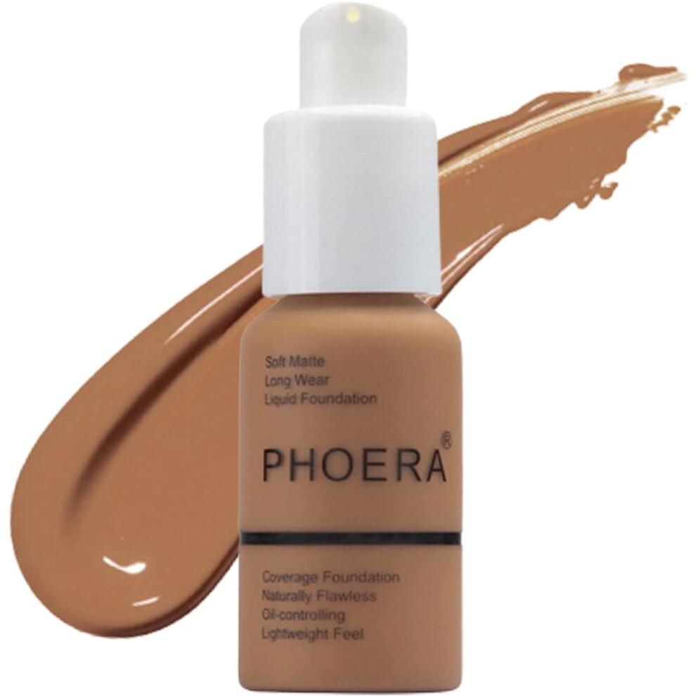 Glamza PHOERA Foundation Concealer Makeup Full Coverage Matte Brighten Long Lasting UK (109 MOCHA)