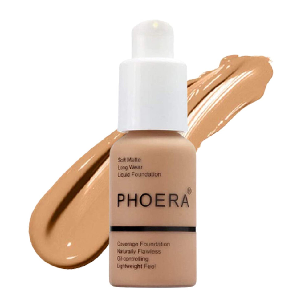 Phoera Cream Aquapurity Full Coverage Foundation Soft Matte Oil Control Concealer 30Ml Long Lasting Flawless Smooth (105 Sand)