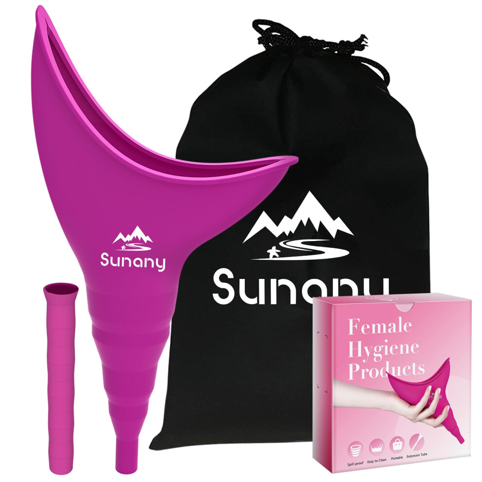 Sunany Female Urination Device,Reusable Silicone Female Urinal Foolproof Women Pee Funnel Allows Women To Pee Standing Up For Travel,Hiking And O 9080840332937