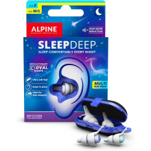 Alpine SleepDeep – Ear Plugs for Sleep - New 3D Oval Shape and Super Soft Reusable Noise Cancelling Ear Plugs - 27dB Noise Reduction - Ideal for