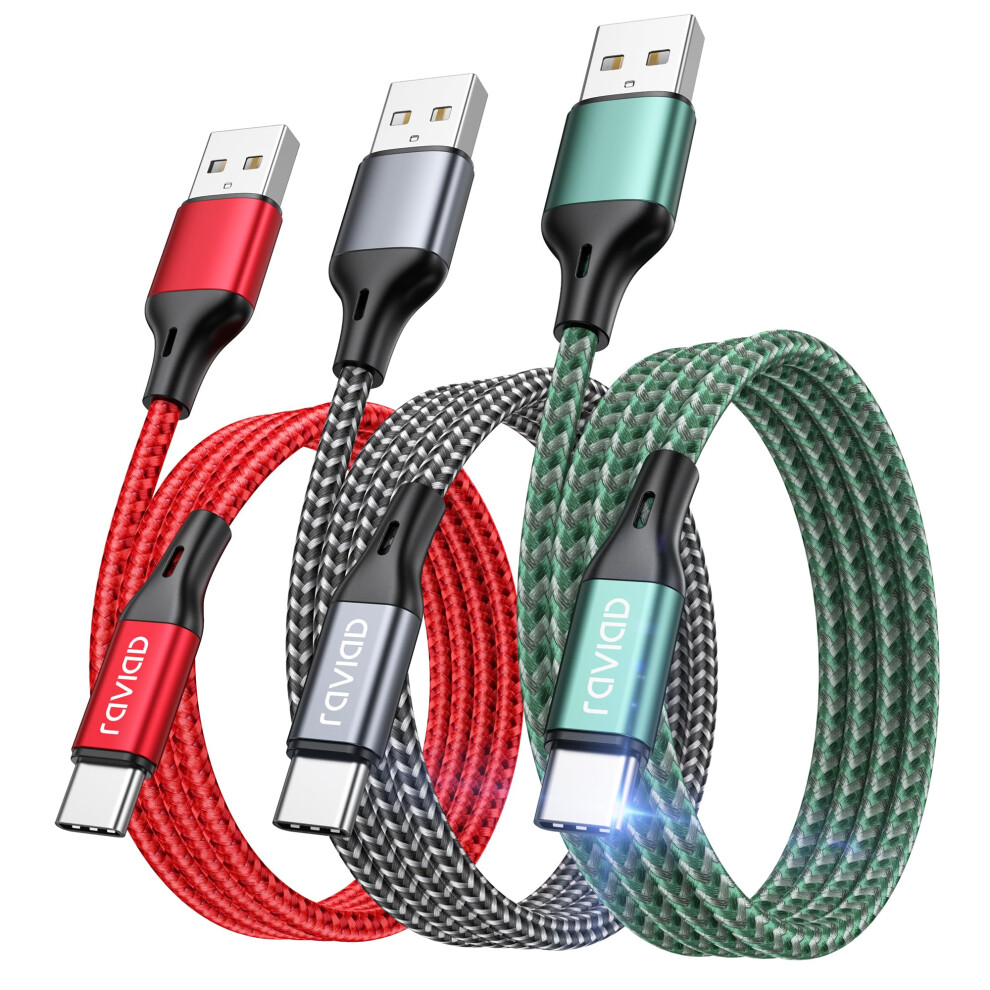 Raviad Usb C Charger Cable [3Pack 2M], Usb To Usb C Cable Fast Charging Nylon Braided Type C Charger For Iphone 16 15 Plus Pro Max, Samsung Galax 9080206648351