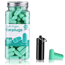 Ear Plugs for Sleep, Super Soft Foam Ear Plugs, 38 db Highest SNR, 60 Pairs Reusable Foam Earplug, One Size Fits virtually Every Wearer for Sleep