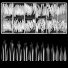 woshilaoDS 240 Pcs Clear Stiletto Nail Tips, Gel Full Cover Long Fake Nail Tips, Acrylic Press on Nails Tip, French False Nails for Gel Extension