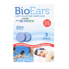 BioEars Soft Silicone Earplugs with ACTIValoe. Premium silicone. Protection from Water and Noise, 3 Count (Pack of 1)