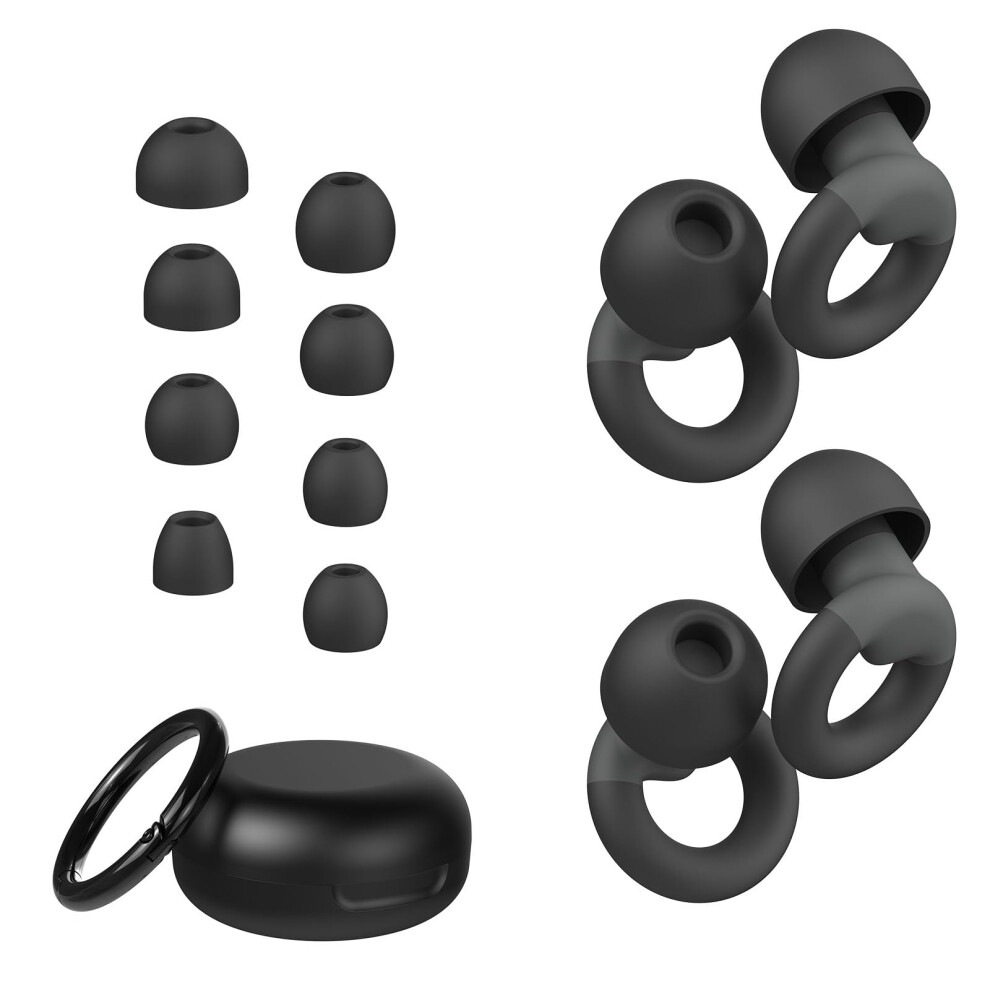 Justrvn Ear Plugs For Sleeping, 2 Pairs Of Reusable Earplugs For Noise Reduction 25Db-30Db With 8 Ear Tips, Soft Hearing Protection Earplugs For Conc