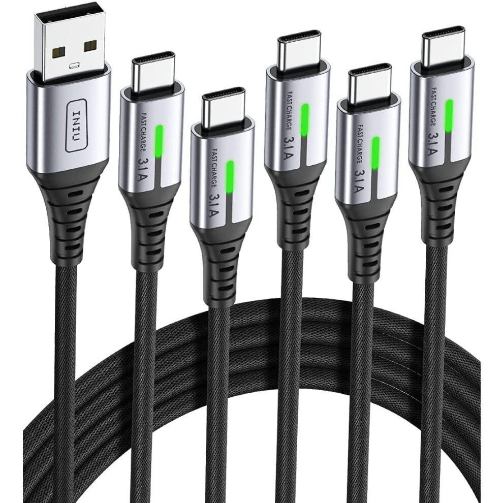 Iniu Usb C Charger Cable 3.1A, [5Pack, 2M+2M+1M+1M+0.5M] Qc 3.0 Phone Charger Type C Fast Charging Cable For Samsung Galaxy S25 S24 Ultra, Iphone 9080048082733