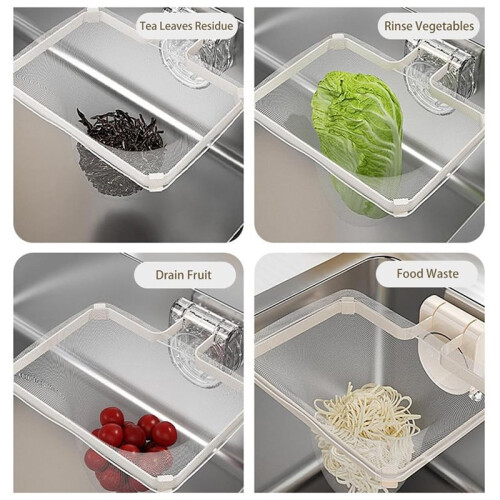 Sink Strainer Basket with 200 Mesh Filter Bags,Multi-Function Hanging Colander & Foldable Food Waste Catcher for Kitchen 2