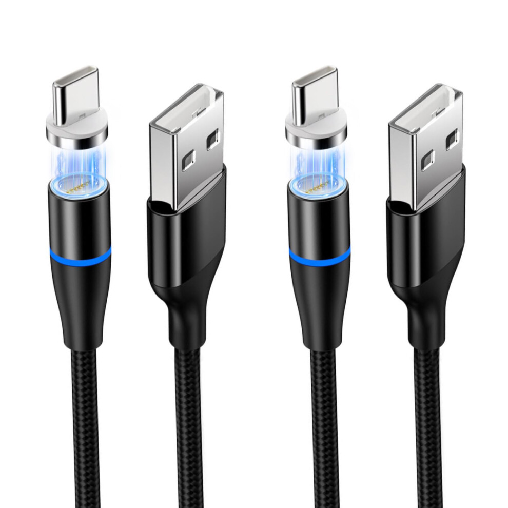 Magnetic Type-C Charging Cable - 2 Pcs 6.6Ft Qc 3.0 Fast Charge & Data Transfer Cable With Led For Type-C Devices - Strong Connection Light 9080504988876
