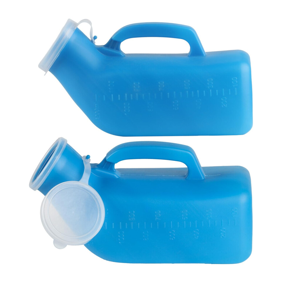 2 Pcs Urine Bottles Male Urinal Bottles For Men, Urinal Pee Bottle For Mens Urine Bottles Spill Proof, 1200Ml Portable Urinals For Men With Lid, 9080519513513