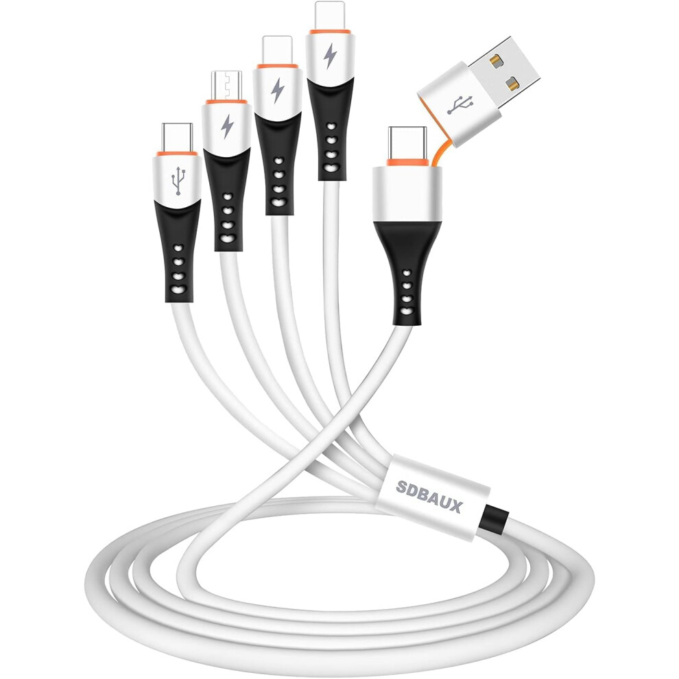 Sdbaux Multi Charging Cable 6 In 1[3A 1.2M], Usb A/C To Multi 4 In 1 Charger Cord, With 2*Ip/Type C/Micro Usb Connectors, For Ios Phones, Android 9080767476578