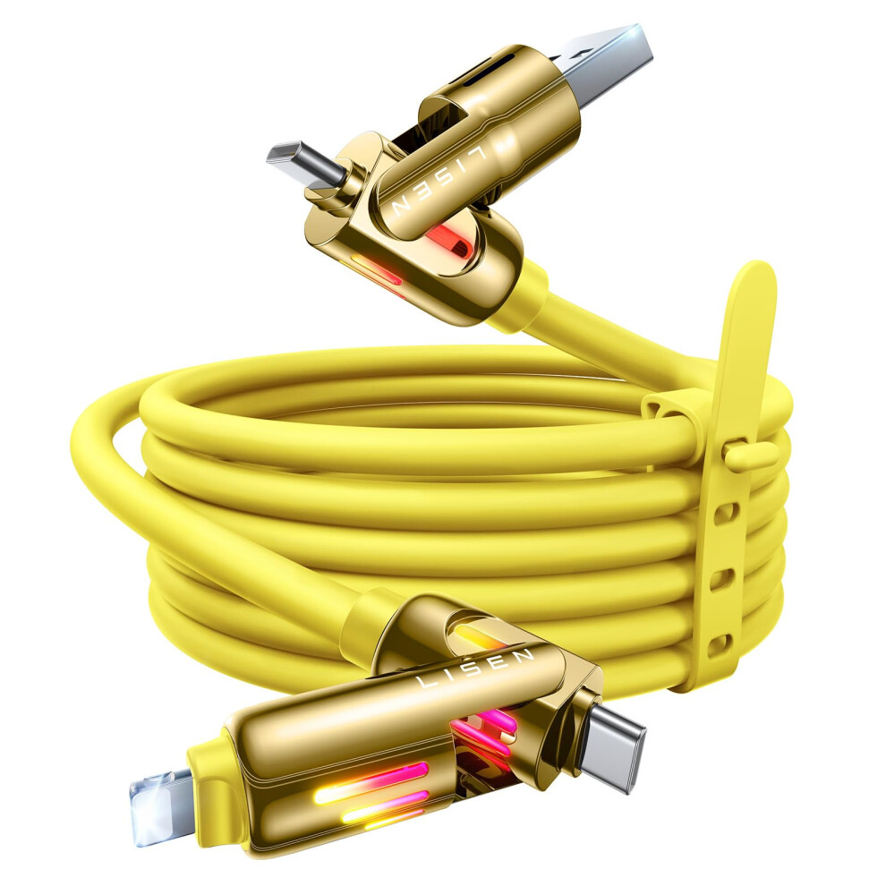Lisen 240W Usb C Cable, 4 In 1 Charging Cable (6.6Ft) With Usb A/C To C/L Multi Charging Cable For Iphone 16 15 14 Pro Max/Macbook/Ipad Pr Light 9080218867719