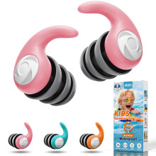 Waterproof Swimming Ear Plugs for Kids - 3 Pairs of Reusable Soft Silicone Swim Earplugs,Ear Protection for Children (4-12 Years Old) - Ideal for