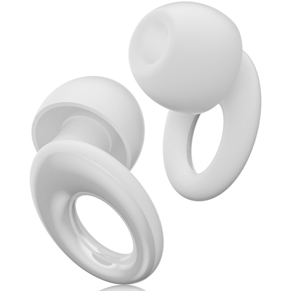 Noise Cancelling Reusable Silicone Earplugs for Sleeping, Ear Plugs for Sleep,Deep Focus, Travel, 30dB Noise Reduction,White
