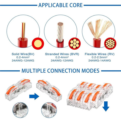 100Pcs Wire Connectors Inline Wire Cable Connector Quick Compact Cable Connector Transparent 2