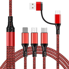Unillous Multi Charger Cable, [1.2M] USB A/USB C 5 in 1 Multiple Charging Cable Nylon Braided Fast Charge with iP Micro USB Type C Connector for