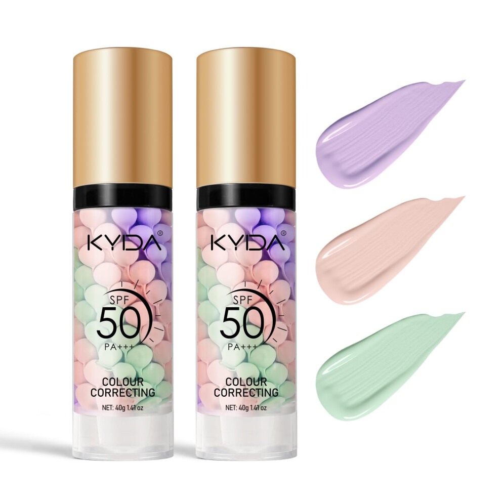 Cream/Purple/Pink Kyda Color Correcting Facial Serum, Spf 50 Pa+++, Moisturizing Makeup Primer, One Step Brightening Primer To Even Skin Tone, Oil Control Skin Cor