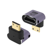 GINTOOYUN 8K Mini HDMI to Standard HDMI Adapter 2.1 Version Mini HDMI Male to UP Angle 90 Degree HDMI Female Extension Adapter for Camera,Laptop,