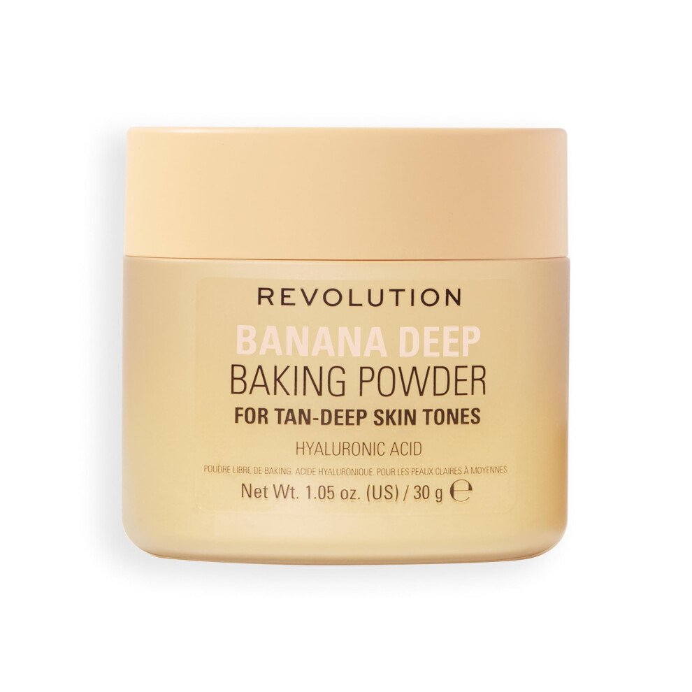 Revolution Loose Baking Powder, Makeup Setting Powder for a Luminous Finish, Absorbs Shine & Excess Oils, Vegan & Cruelty-Free, 30g, Banana Deep