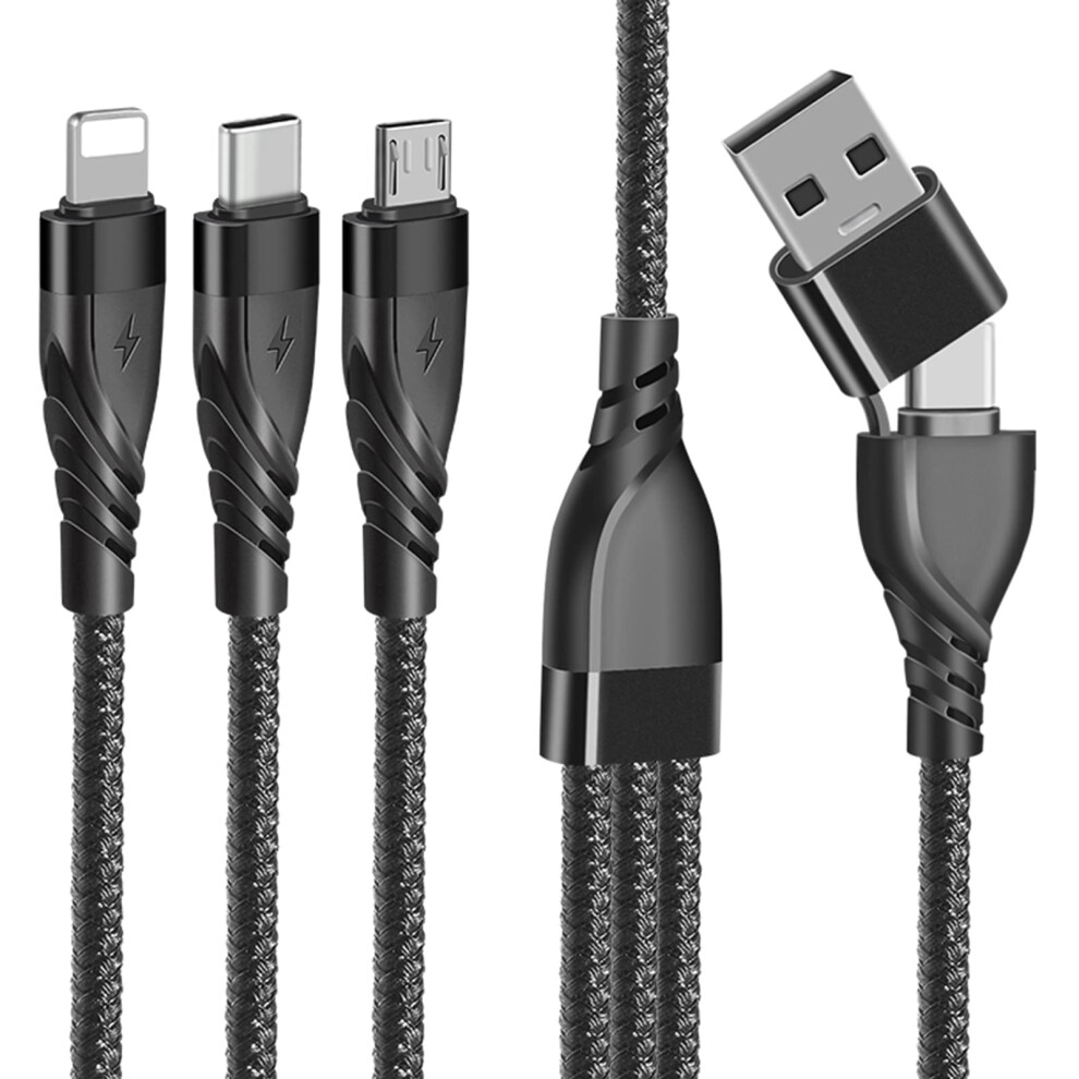 Unillous Multi Charger Cable, [1.2M] Usb A/Usb C 5 In 1 Multiple Charging Cable Nylon Braided Fast Charge With Ip Micro Usb Type C Connector For 9080047086824