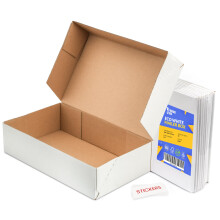 Packaging Hero 30 x 20 X 10 cm (aprox. 12" x 8" x 4") White Corrugated Cardboard Mailing Boxes, gift boxes, e-commerce box with free clear round
