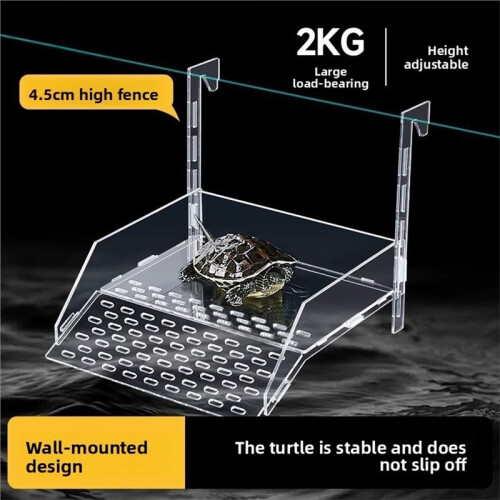 Turtle Sunbathing Platform - Wall Mounted Acrylic High Water Level Resting Floating Platform L 1