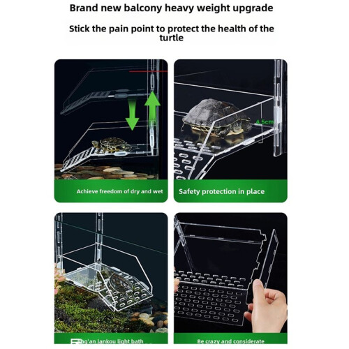 Turtle Sunbathing Platform - Wall Mounted Acrylic High Water Level Resting Floating Platform L 2