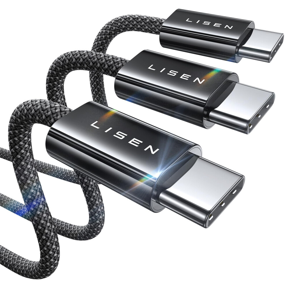 Lisen 60W Usb-C To Type-C Cable (3-Pack, 1M) Pd3.0 Fast Charge For Iphone 15 Pro Max, Samsung S24, Google Pixel, Ipad Mini/Pro/Air 9080928476195