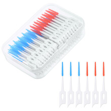URAQT 220pcs Dual-Use Interdental Brushes, Silicone Dental Floss Stick with Storage Case, Efficient Clean Between Teeth Tooth Floss Pick, Portabl