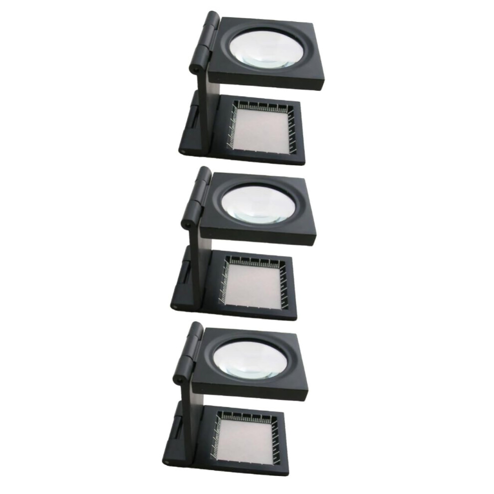 Black 3Pcs Portable Magnifying Glass For Reading And Inspection, Handheld Magnifier With Finish