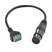 2 Stück XLR-Kabel, 3-Polig, 30 cm, XLR-Buchse auf 3-Polige Schraubklemme, für Mikrofon, Lautsprecher, Audiogeräte