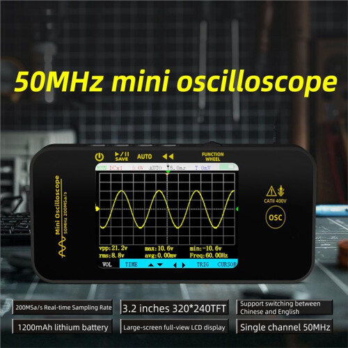 BSIDE OT5 Handheld AUTO Digital Oscilloscope 50Mhz Sampling Rate 200MSa/S Analog Bandwidth for Electronic Repair Tools