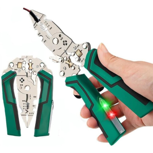 Folding Wire Stripper Pliers Foldable Wire Stripper Cutter Crimper for DIY Electricians Internet Engineers Home Office