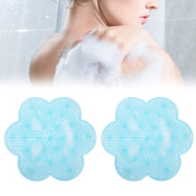 Foot Scrubber and Shower Foot Massager, 2pcs Non Slip Silicone Mat with Suction Cups, Blue