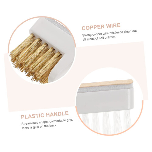 6pcs Copper Wire Nail Drill Bit Cleaner Brush for Manicure Tools, Effective Dust Removal, Adhesive 1