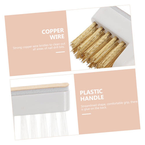 6pcs Copper Wire Nail Drill Bit Cleaner Brush for Manicure Tools, Effective Dust Removal, Adhesive 2