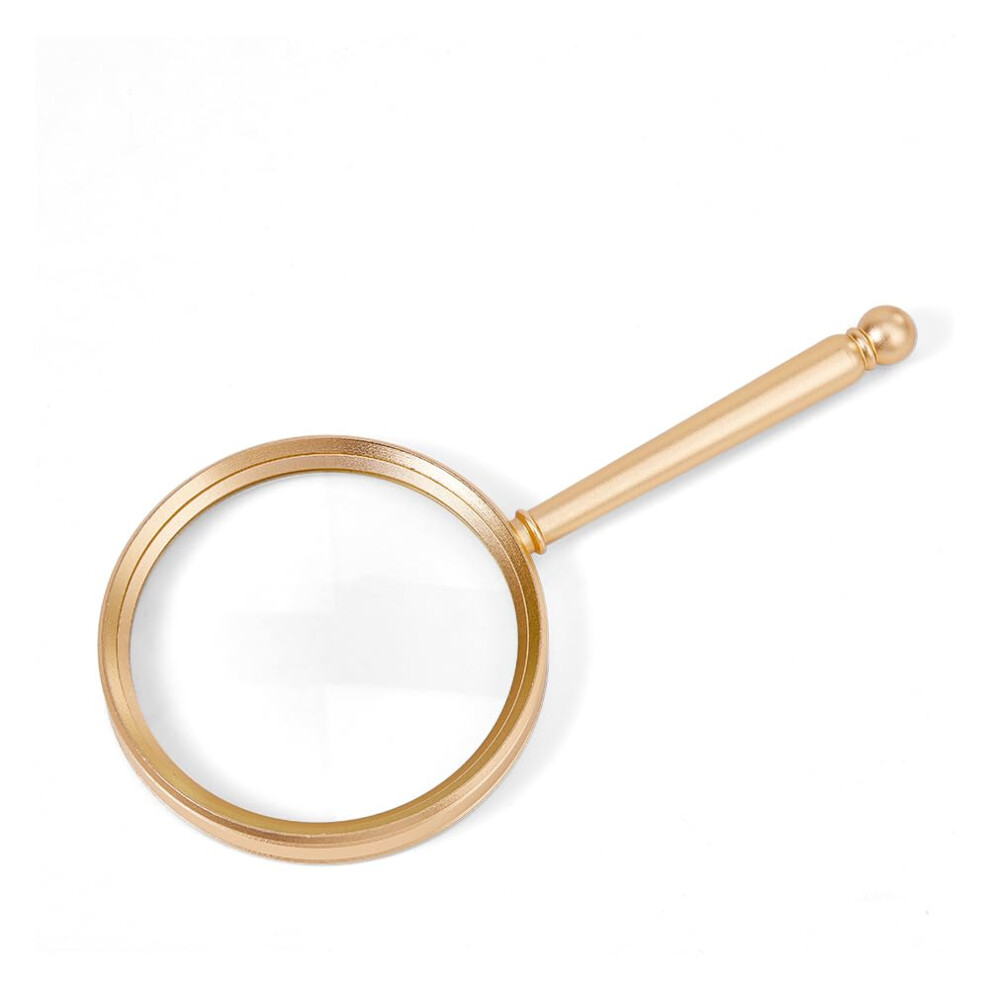 Gold 10X Magnifying Glass With 85Mm Shatterproof Lens, Aluminum Handle Handheld Magnifier For Reading And Seniors
