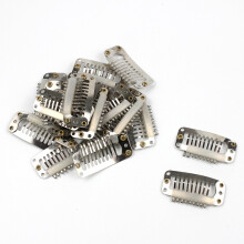 20pcs Silver Metal Hair Extension Clips with Rubber Grip for Wigs and Hairpieces 30mm