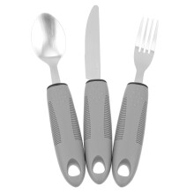 Adaptive Dinnerware Set with NonSlip Ergonomic Utensils Light Grey Easy Grip Design for Seniors