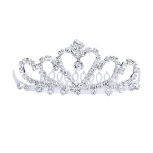 Elegant Floral Rhinestone Bridal Tiara with Comb, Silver Wedding Crown for Brides
