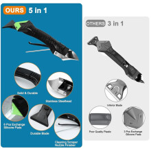 6-in-1 Silicone Caulking Tool & Caulk Removal Tool Caulking Tool Set for Shower Bathroom Caulking Removal
