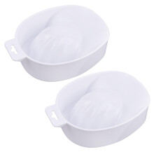 Set of 2 White Plastic Manicure Bowls for Acrylic Nail Removal and Cuticle Care