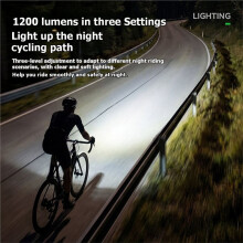 ROCKBROS Bicycle Front Light 1200LM Bike Headlight Waterproof Flashlight TYPE-C Charging MTB Road Cycling Lamp Black
