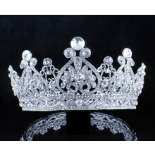 Tiara Crown with Austrian Crystal Rhinestones, Vintage Silver Bridal Prom Pageant Full Hair Style