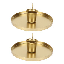 Zuhause Aromatherapie-Kerzenhalter, 2 Stück Metall Gold Retro EleganterDesktop-Ständer
