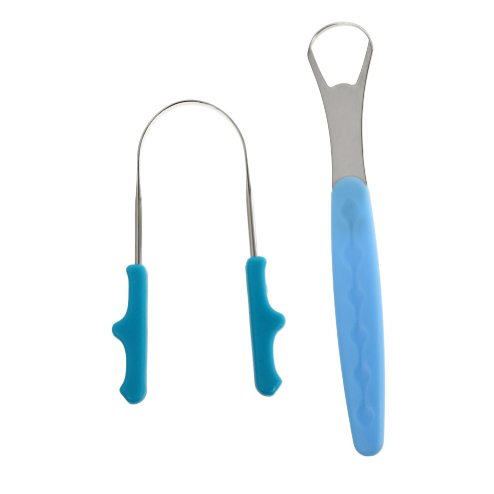 Blue Reusable Tongue Cleaner And Scraper For Adults With Ergonomic Grip Handle Brush For Fresh Breath