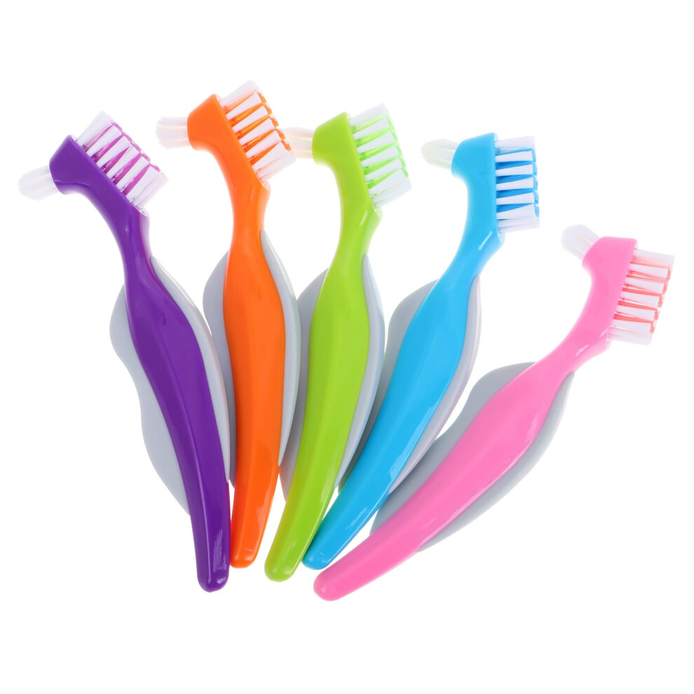 5pcs Denture Cleaning Brush Set for Seniors, AllâinâOne Travel Oral Care Kit with EasyâGrip Dual Brush