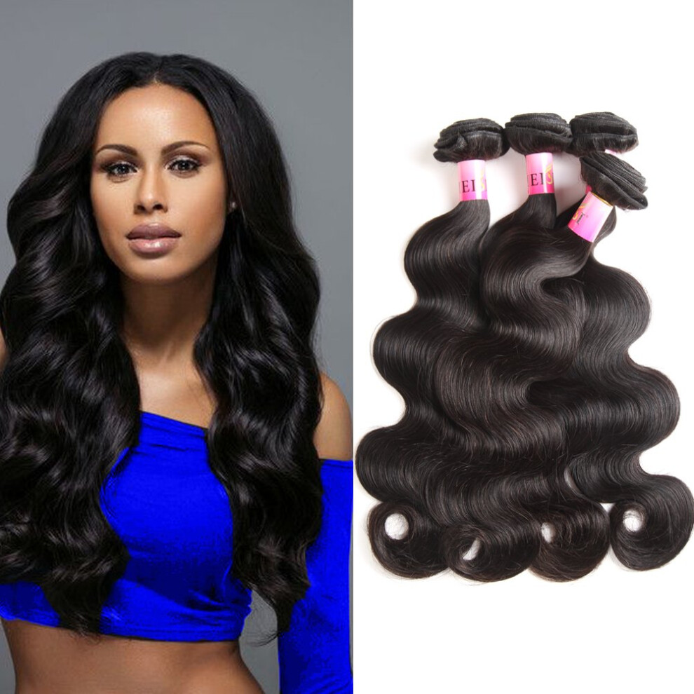 Unisex Peruvian Body Wave Human Hair Bundles 8A Virgin Unprocessed Weave Extensions Natural Color 1824'